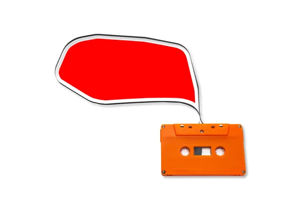 Audio cassette met spraak bubbels — Stockfoto