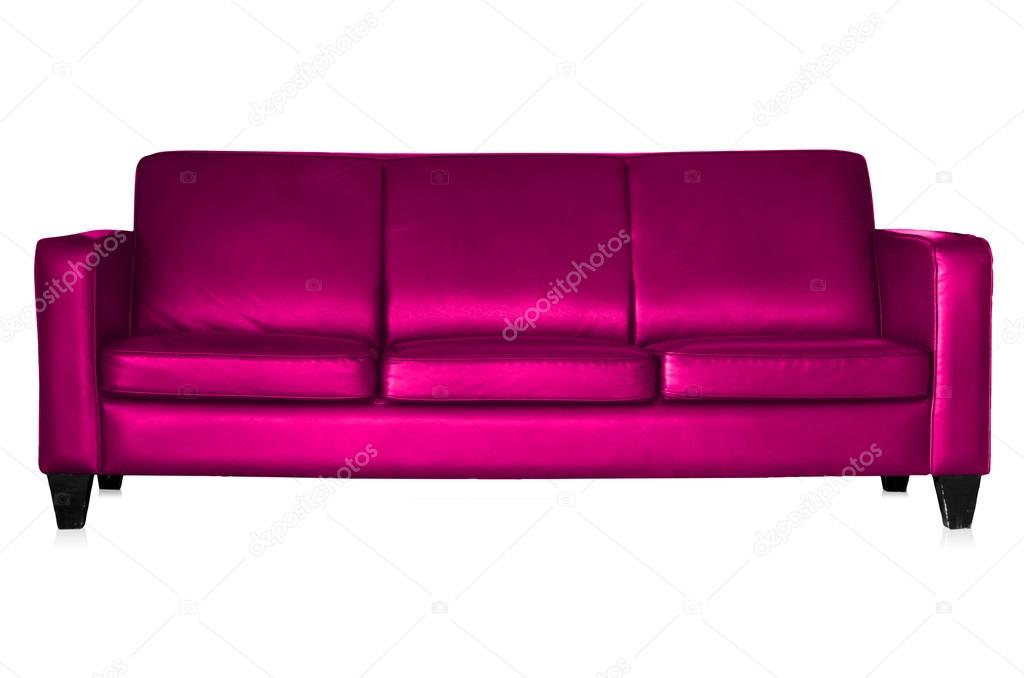 Pink Sofa Isolated Stock Photo, Pink Leather Sofa