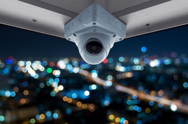 CCTV and night city scene clipart