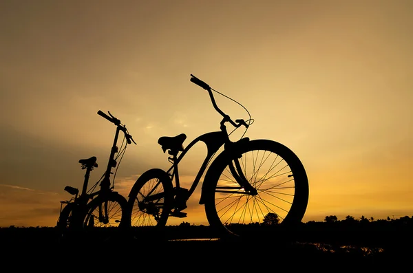 Silhouette bici — Foto Stock