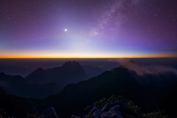Beauty Milky Way Zodiacal Light Doi Luang Chiang Dao Mountain — Stock Fotó