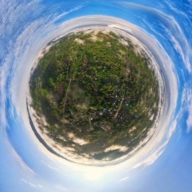 Manzara manzara dağları sis denizi, Mae Moh, Lampang, Tayland, 360 derece panorama - Drone.