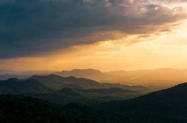 Vista Aérea Hermoso Panorama Del Paisaje Matutino Luz Dorada Amanecer — Foto de Stock