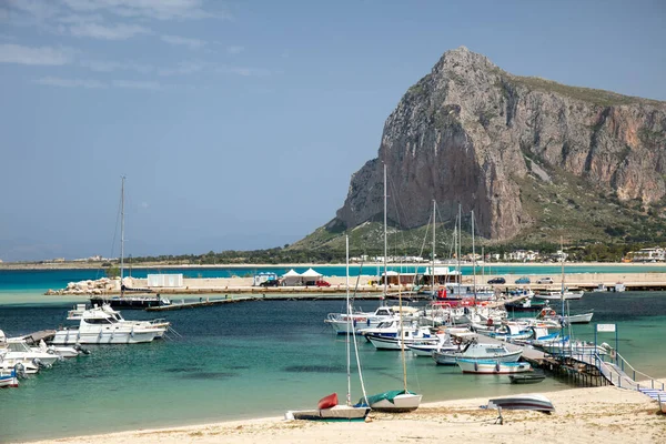 Landschappelijk Uitzicht Van Bovenaf Met Jachthaven Stranden Van Castellammare Del — Stockfoto