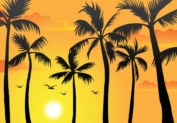 海滩棕榈树 矢量图形