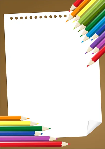 Farbstifte mit leerem Papier — Stockvektor