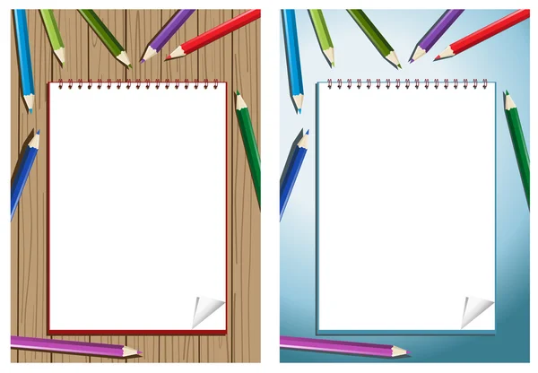 Not Defteri ile renkli kalemler — Stok Vektör