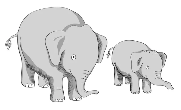 Éléphant papa et fils — Image vectorielle