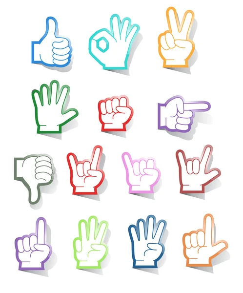 Hand sign sticker collection Stock Illustration