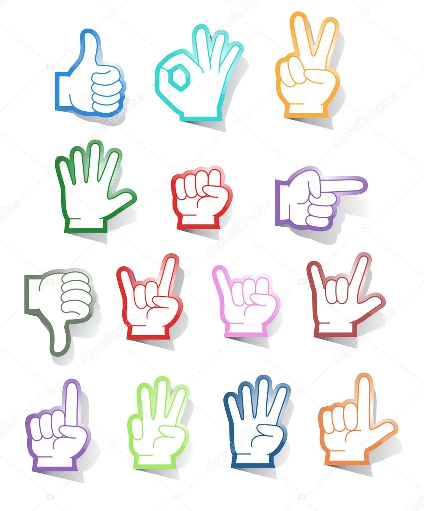 Hand sign sticker collection