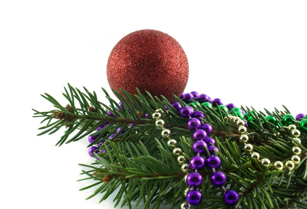 Christmas balls with fir branches — Stock Photo, Image