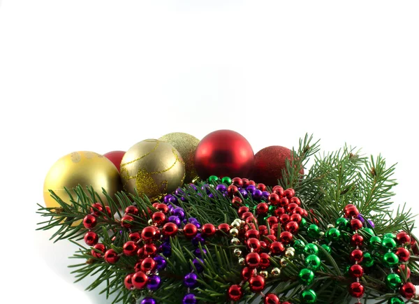 Christmas balls with fir branches — Stock Photo, Image