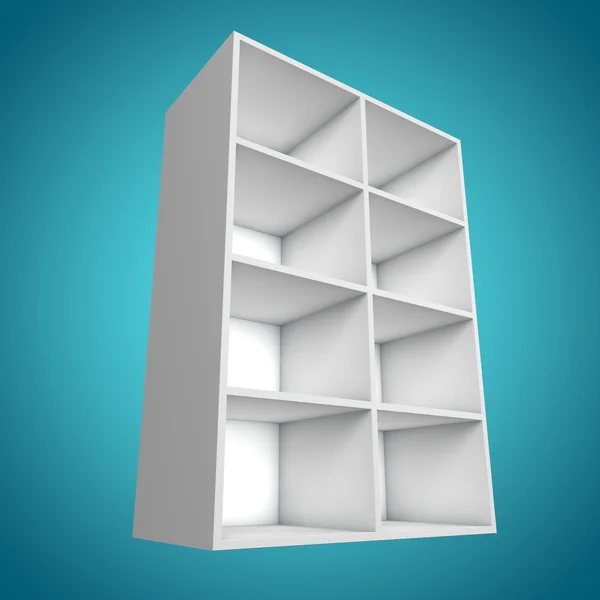 3D, farklı açıdan bookshelf — Stok fotoğraf