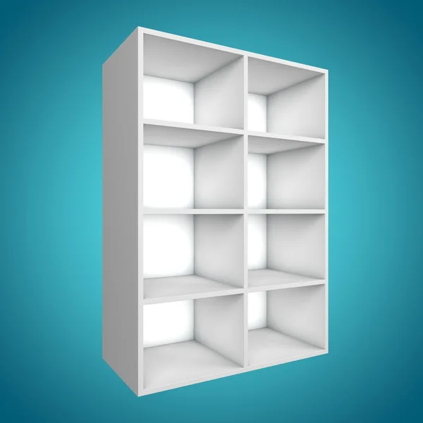 3D, farklı açıdan bookshelf — Stok fotoğraf