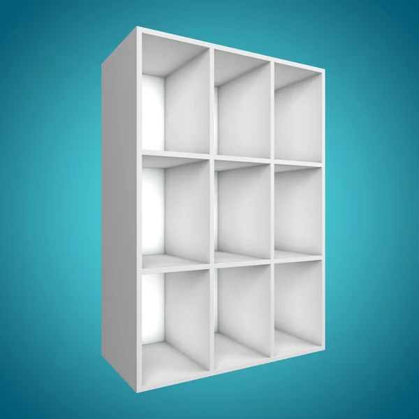 3D, farklı açıdan bookshelf — Stok fotoğraf