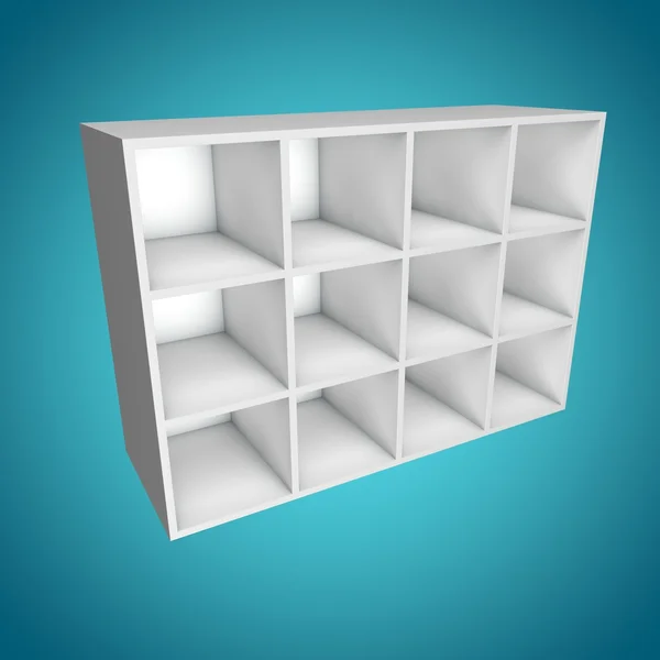 3D, verschillende hoek boekenplank — Stockfoto