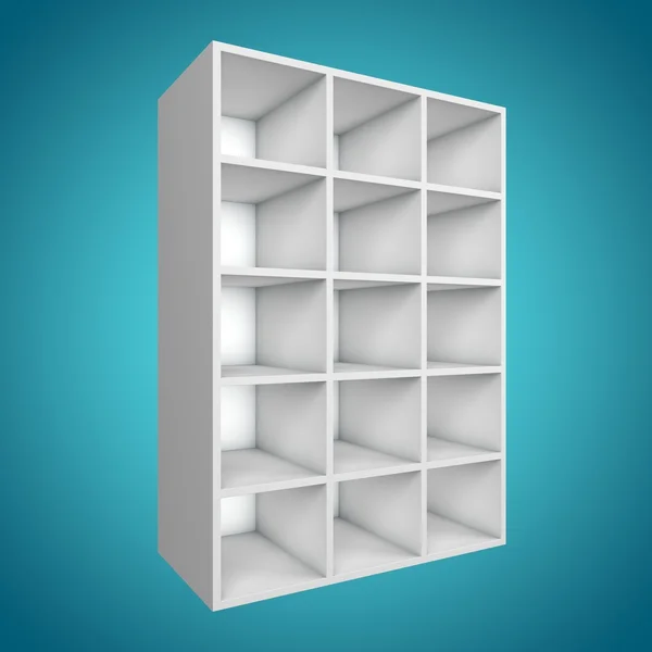 3D, farklı açıdan bookshelf — Stok fotoğraf