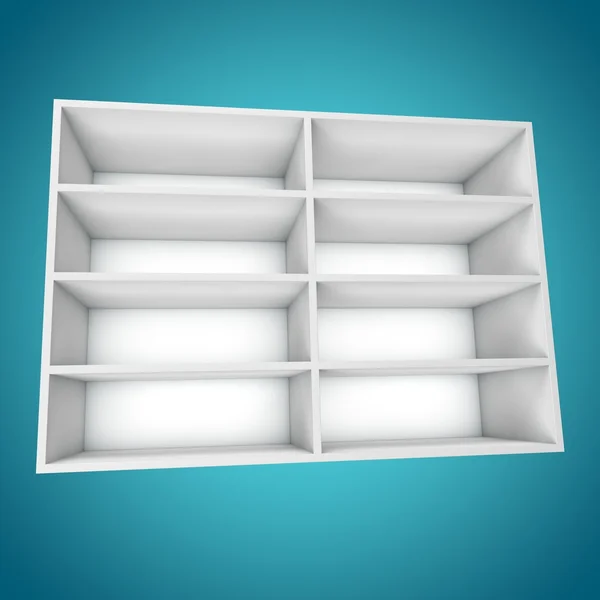 3D, farklı açıdan bookshelf — Stok fotoğraf