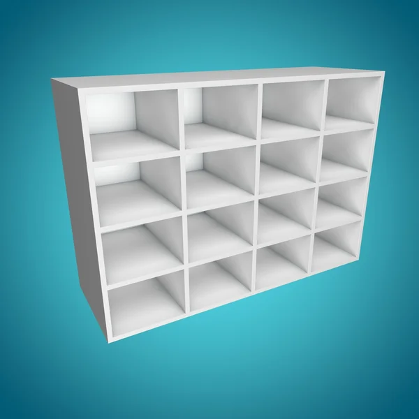 3D, farklı açıdan bookshelf — Stok fotoğraf