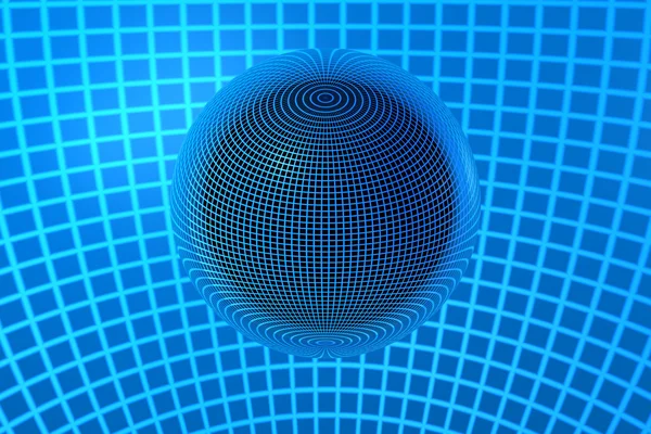 3D Chrome Ball en lignes bleues — Photo