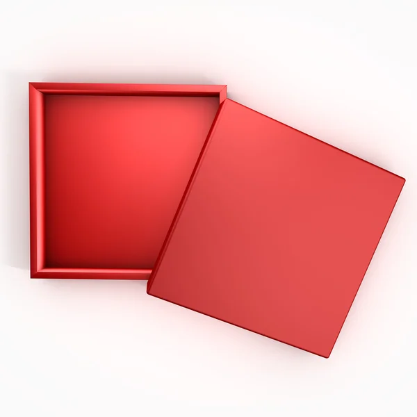 3D caixa vermelha vazia com tampa — Fotografia de Stock