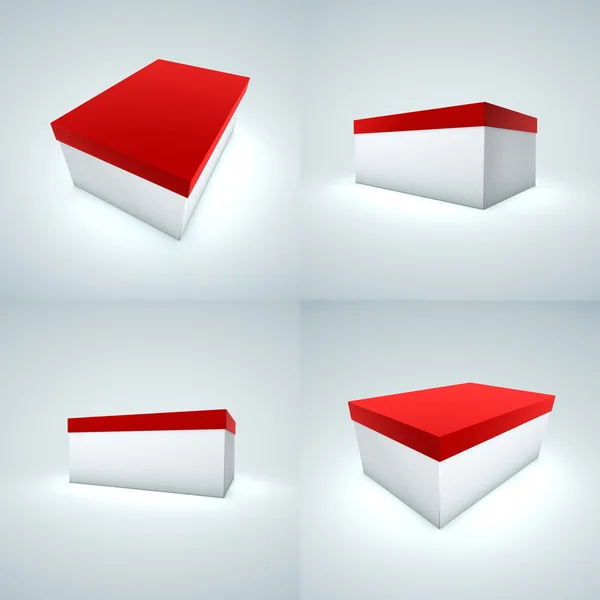 Caja blanca con cubierta roja —  Fotos de Stock