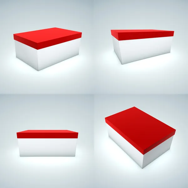 Caixa branca com tampa vermelha — Fotografia de Stock