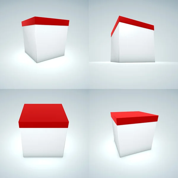 Białe pudełko z pokrywą czerwony — Zdjęcie stockowe