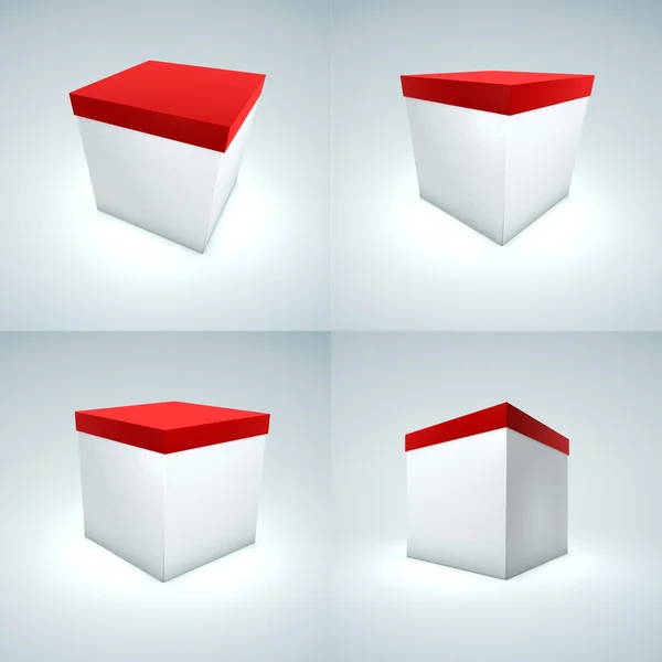 Caixa branca com tampa vermelha — Fotografia de Stock