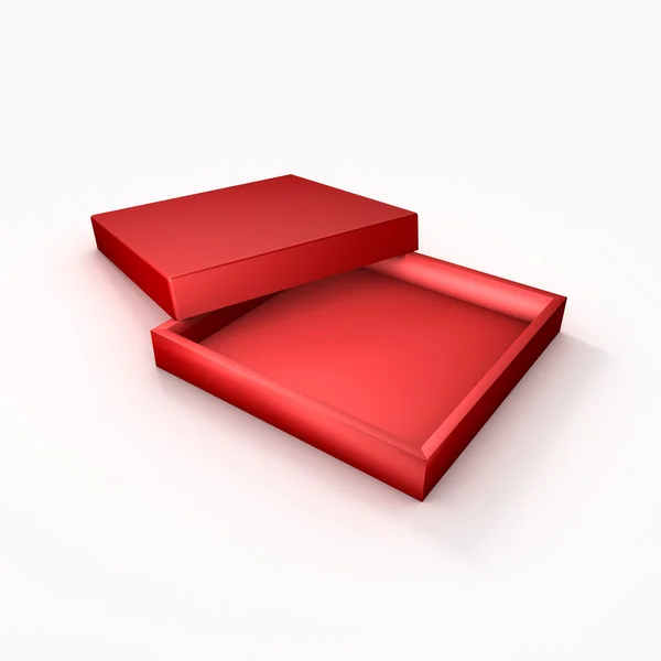 3D-lege rode doos met deksel — Stockfoto