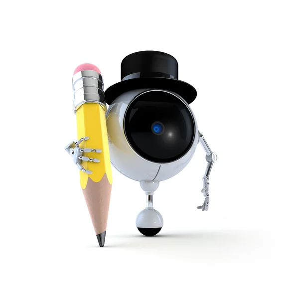 Robot with Pencil — Stock Photo, Image