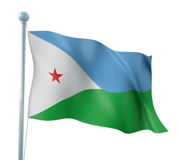 Džibutská vlajka detail vykreslení — Stock fotografie