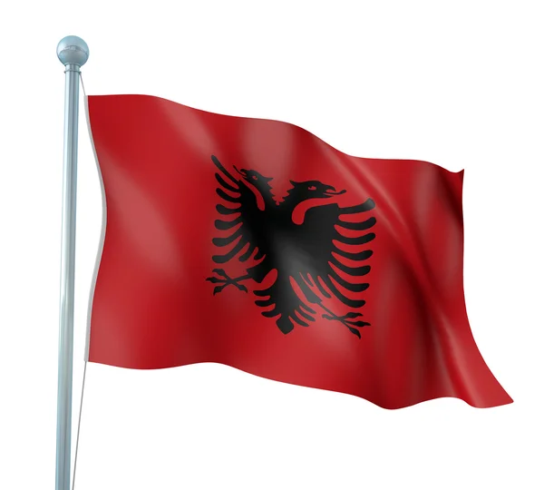 Albanien Flagge Detail Rendering — Stockfoto