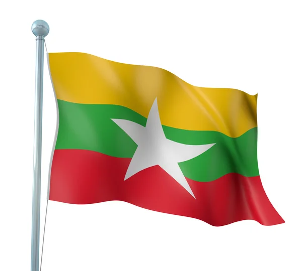 Barma vlajky detail vykreslení — Stock fotografie