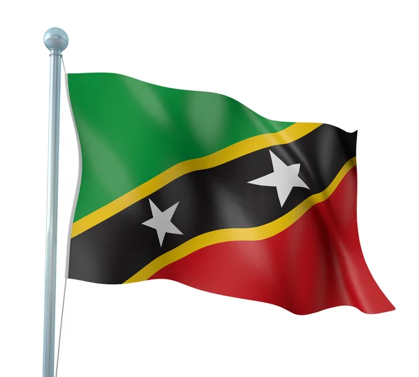 Saint Kitts és Nevis zászló részletesen Render — Stock Fotó