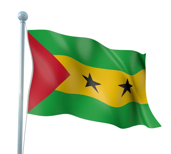 Σάο Τομέ και Πρίνσιπε σημαία λεπτομέρεια καθιστούν — Φωτογραφία Αρχείου