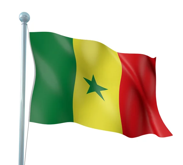 Senegalská vlajka detail vykreslení — Stock fotografie