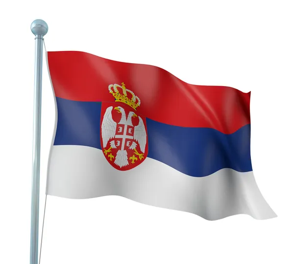 Sérvia Bandeira Detalhe Render — Fotografia de Stock