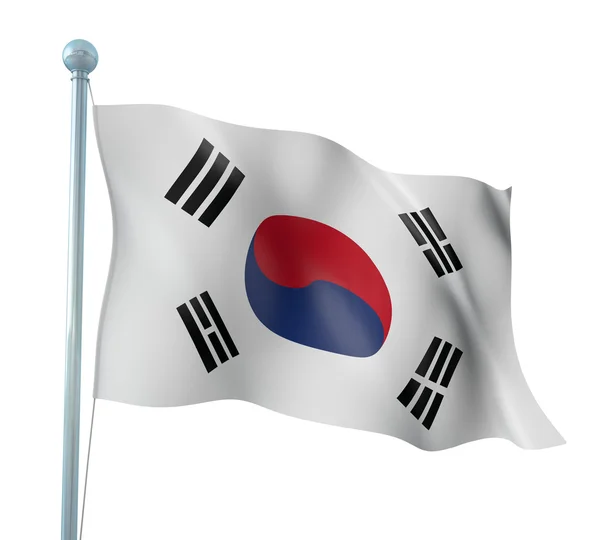 Coreia do Sul Bandeira Detalhe Render — Fotografia de Stock