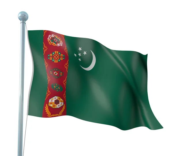 Turkmenistan flagga detalj återge — Stockfoto