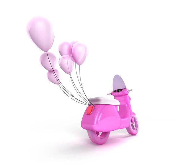 Scooter met ballonnen — Stockfoto