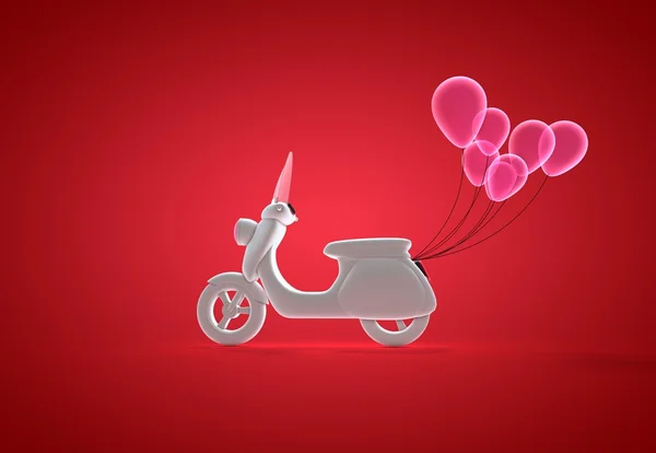 Scooter con globos — Foto de Stock