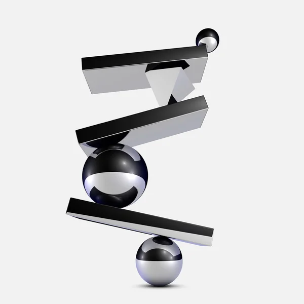 Abstract 3D Chrome Objects — Stock Photo, Image