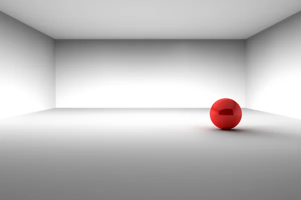 Czerwoną piłkę w pustym pokoju — Zdjęcie stockowe
