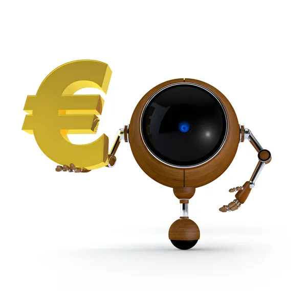 Robot Mantieni il segno dell'euro — Foto Stock