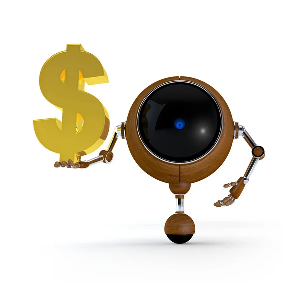 Robot houden dollarteken — Stockfoto