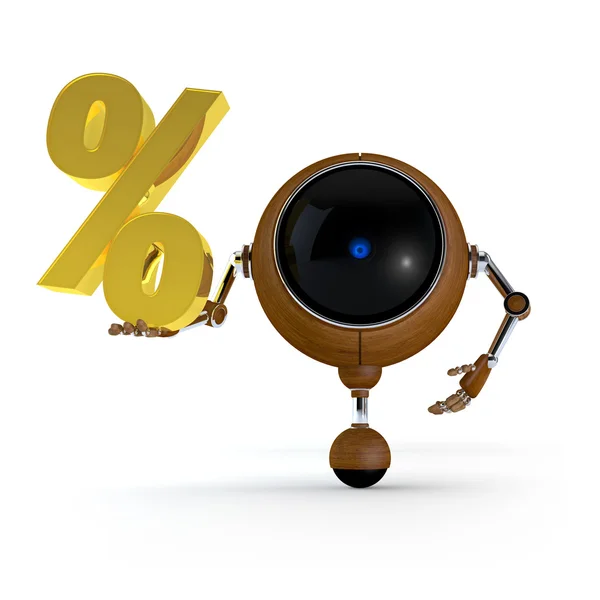 Robot houden vraag procentteken — Stockfoto