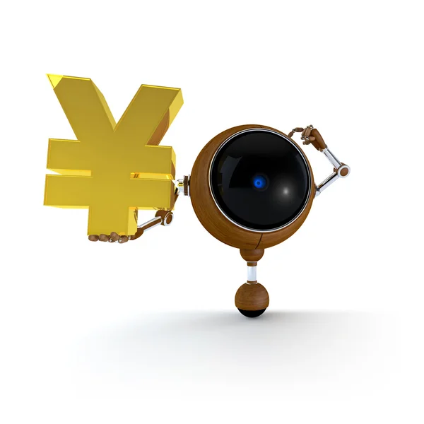 Robot Keep Japan Yen Sign — Stock Photo, Image