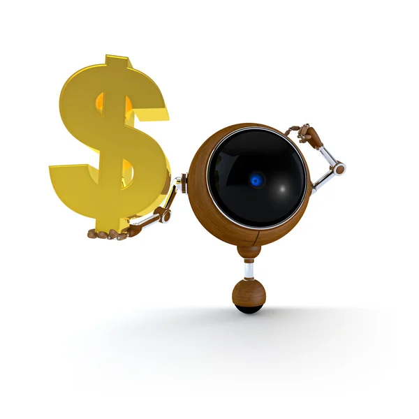 Robot Keep Dollar Sign — Stock Photo, Image