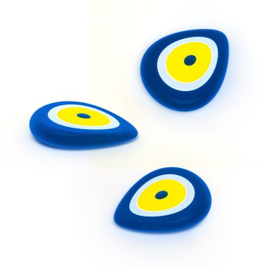 Evil eye amulet on white background protect from bad things usin clipart